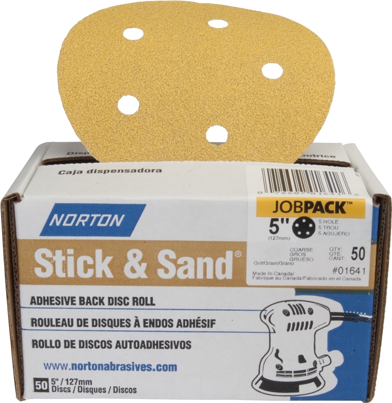 6 80G ADH-BACK DISC 50/PK NORTON 6 HOLE STICK & SAND"