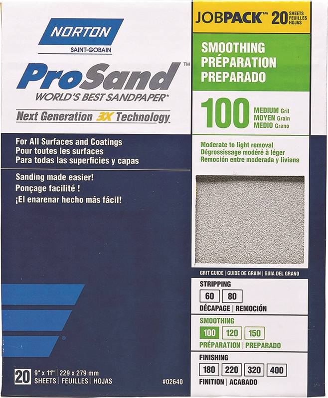 9X11 100G SAND PAPER 20/PK NORTON PROPACKS"