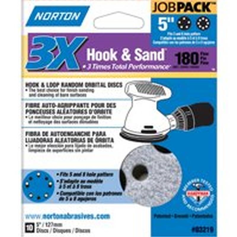 5 3X H&L 180G SAND DISC 10/PK NORTON"