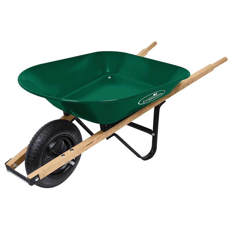 WHEELBARROW STEEL TRAY 4 CU FT GREEN