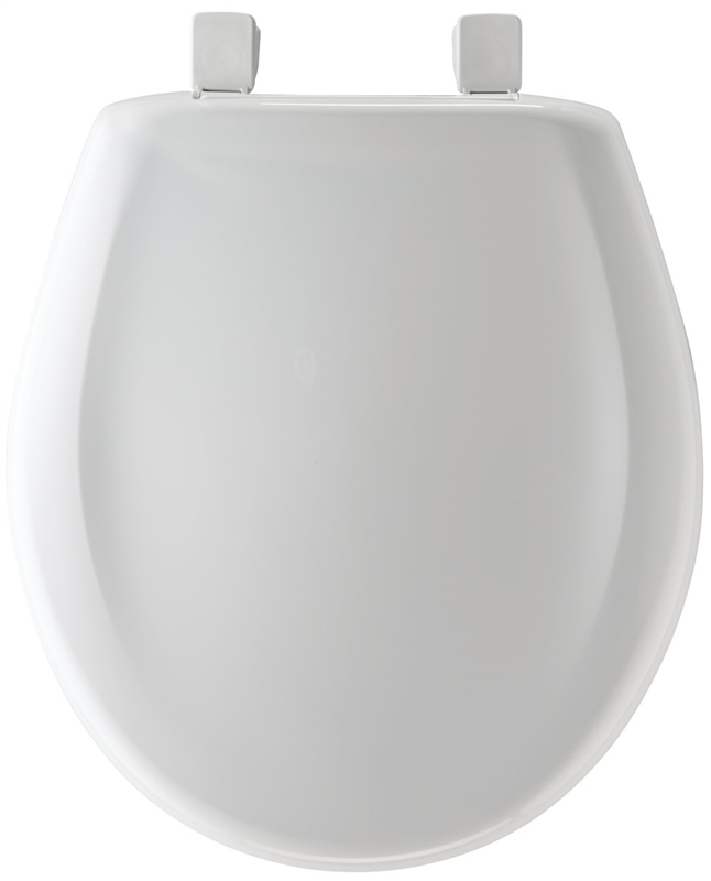 ROUND PLASTIC WHITE TOILET SEAT W/SLOW CLOSE HINGE
