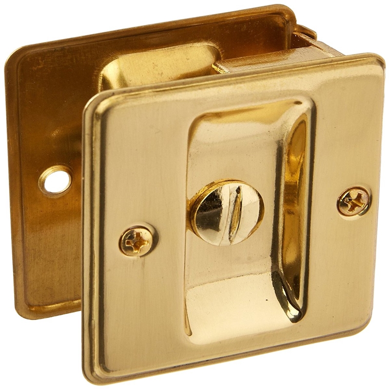 IVES SLIDING DR LOCK BRT BRASS CP991B3