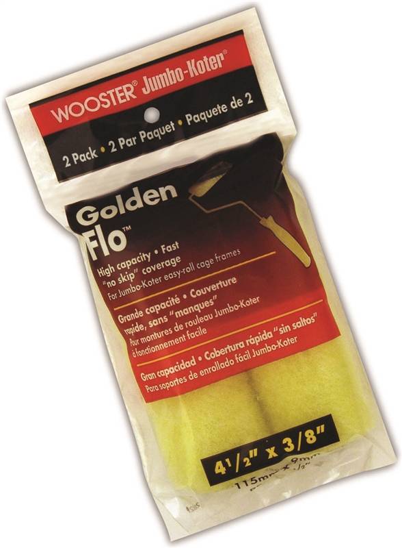 WOOSTER GOLD FLO ROLLER CVR 4.5  3/8 2PK"