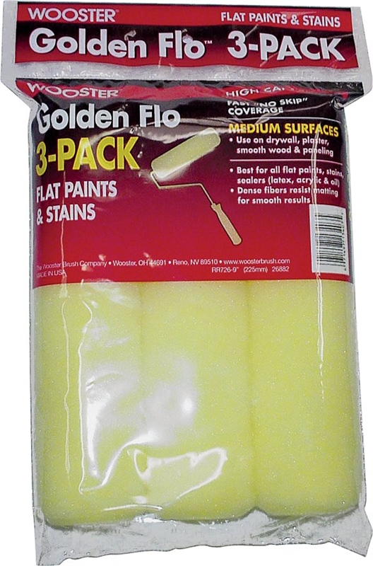 WOOSTER GOLD FLO 9 3/8 ROLLER CVR 3PK"
