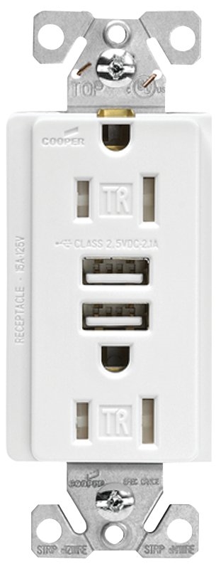 RECEPTACLE TMPRPRF USBCHRG WHT