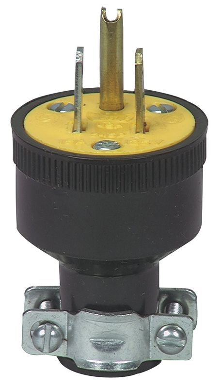 PLUG W/CRD CLMP BLK 15A 125V