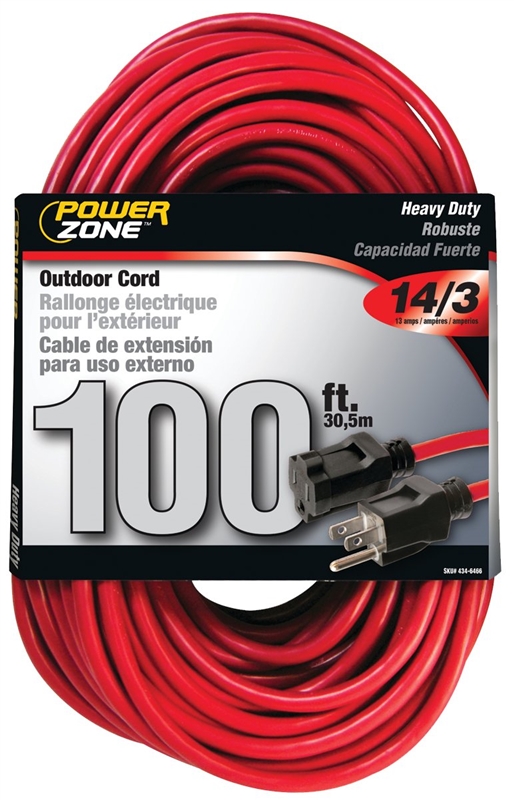 CORD EXT14/3X100FT RED