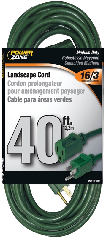 CORD EXT OUTDOOR 16/3X40FT GRN