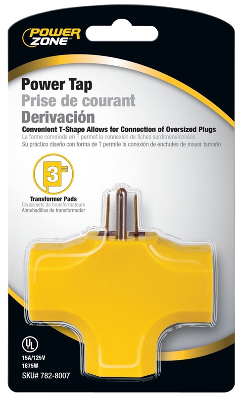 TAP 3 OUTLET GROUNDING YELLOW