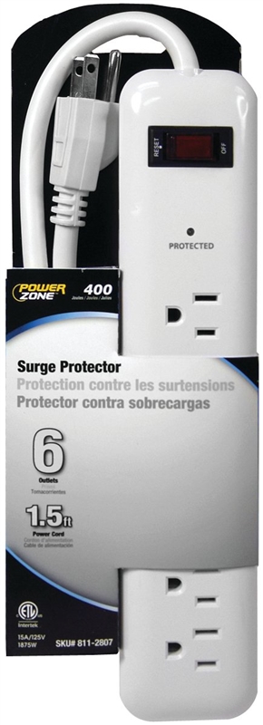 STRIP SURGE 6OUT 400J 18IN WHT