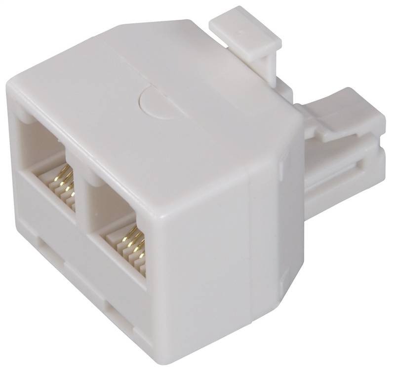 ADAPTER PHONE OUTLET 2-WAY WHT