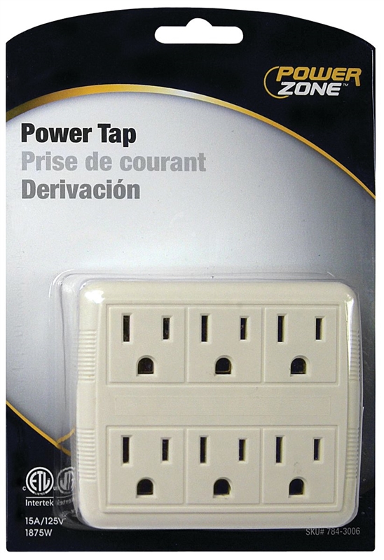 TAP DUPLEX TO 6OUTLET GND WHT