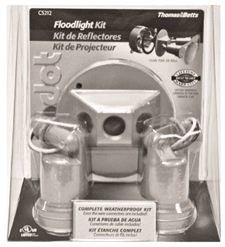 FLOODLIGHT KIT WTHRPRF 2LT WHT