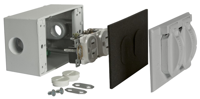 OUTDOOR DBL OUTLET KIT SILVER T&B CS312 / MASON K312