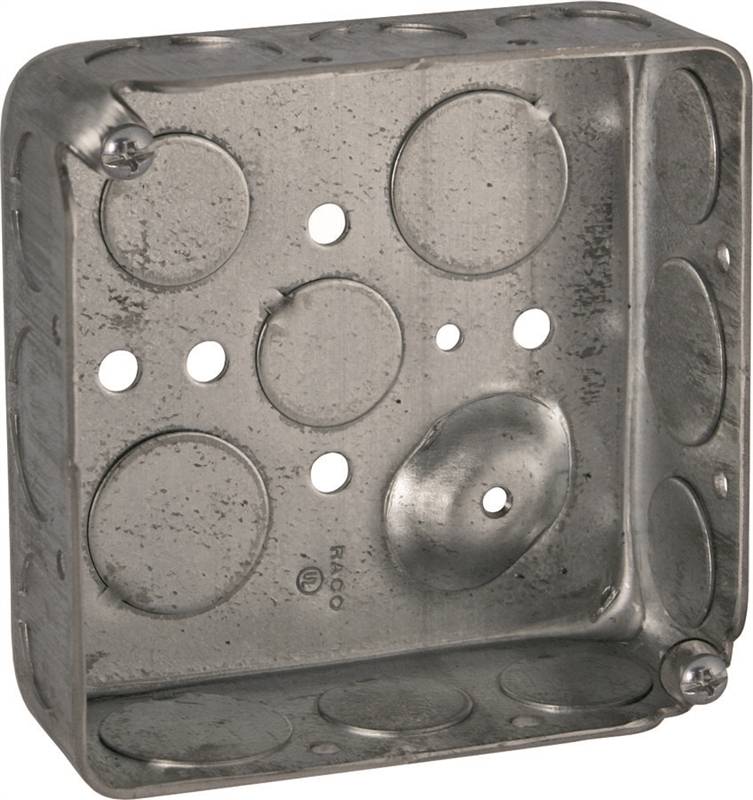 BOX OUTLET STL 4X1.5IN SQ1/2KO