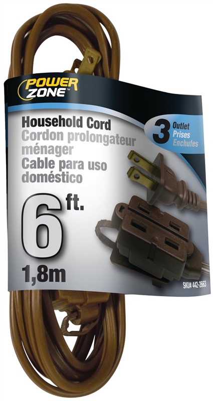 CORD EXT INDR 16/2SPTX6FT BRN