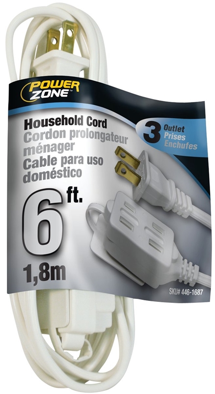 CORD EXT INDR 16/2SPTX6FT WHT