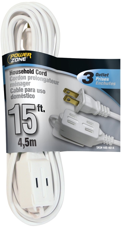 CORD EXT INDR 16/2SPTX15FT WHT
