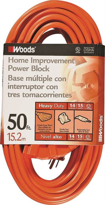 CORD EXT OTDR14/3X50FT 3OT ORG
