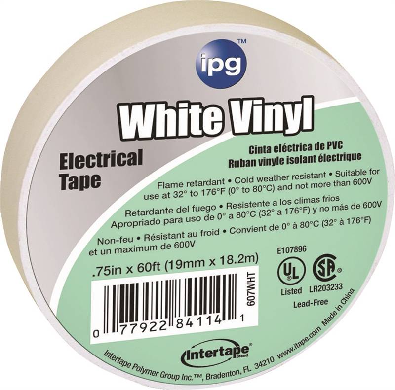 WHITE VINYL ELEC TAPE 3/4X60'