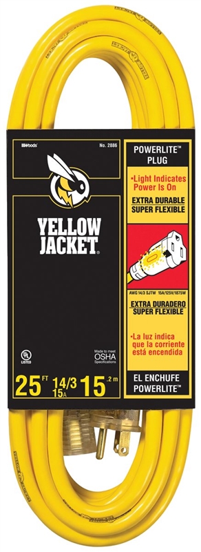 CORD EXT SJTDW 14/3 X 25' YEL YELLOW