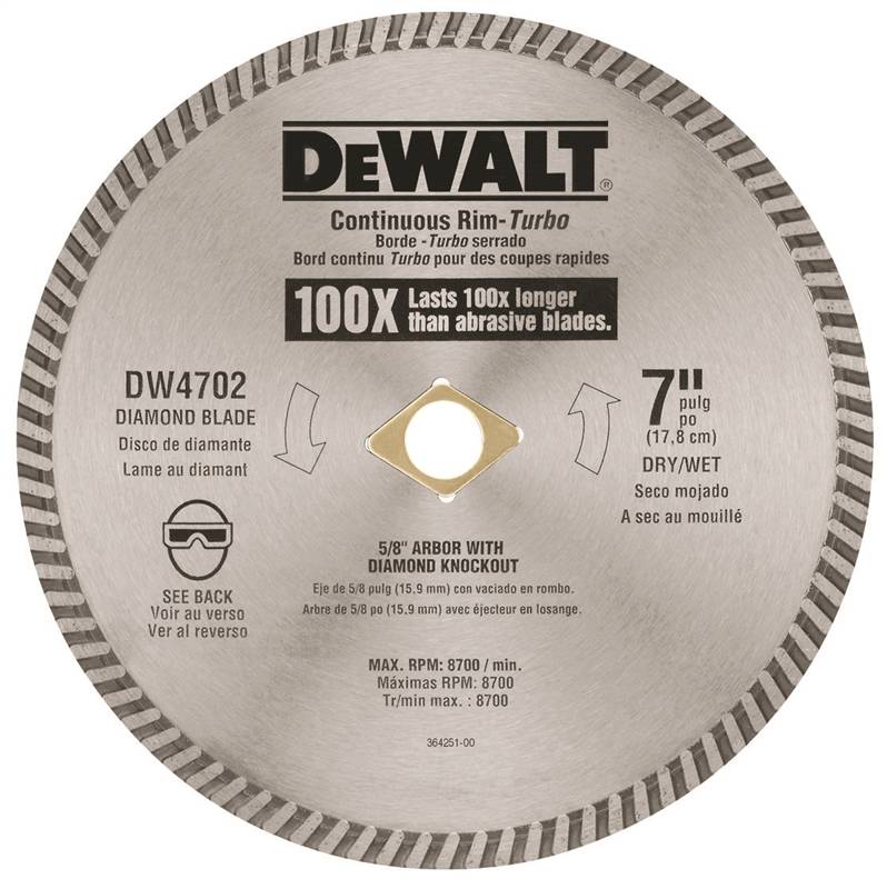 DEWALT 4702 7 DC DIAM WHEEL WET DRY BLADE"