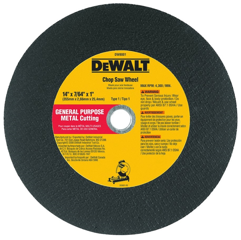 DEWALT 8001 14 METAL WHEEL "