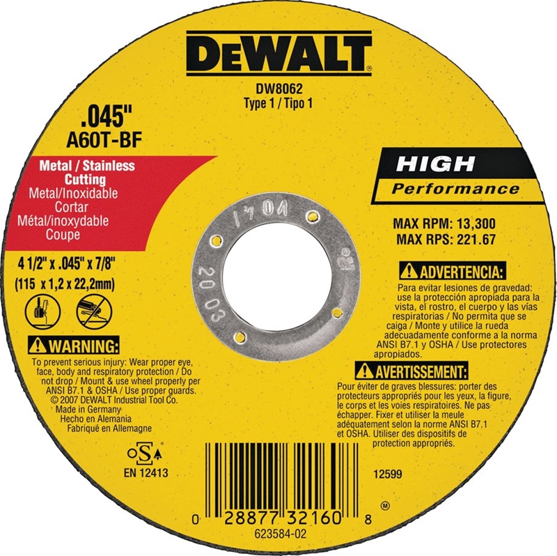 DEWALT 8062 METAL CUTOFF WHEEL