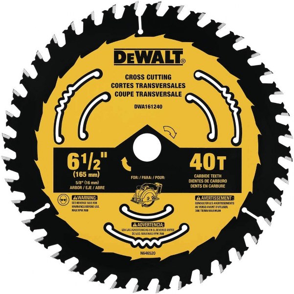 DEWALT 6-1/2 40T CIRC SAW BLADE 6-1/2 THIN KERF CARBIDE TEETH"