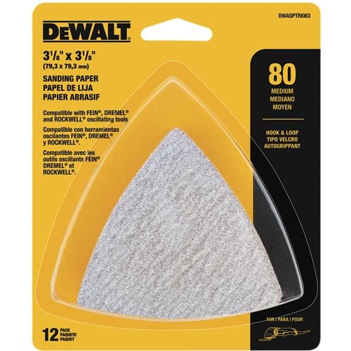 DEWALT H&L TRIANGLE SANDPAPER 80 GRIT 12-PACK