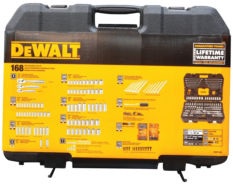 DEWALT 168PC MECANIC TOOL SET SET, WITH PTA CASE