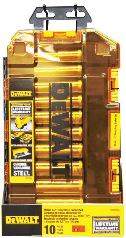 10PC 1/2 DR DEEP SOCKET SET MM /2 DRIVE DEEP SOCKET SET"