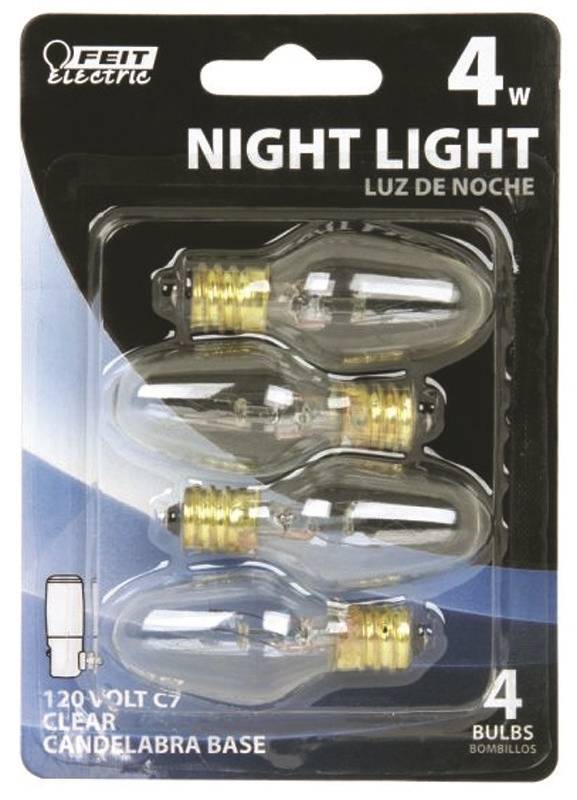 BULB NLGT CLEAR CNDL C7 4W PK4