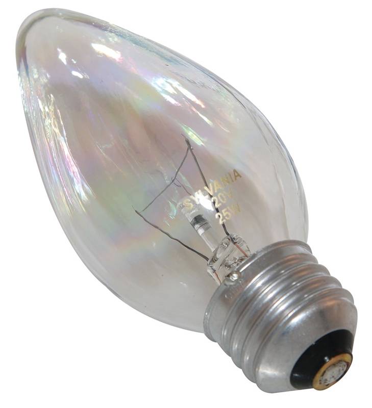 BULB CHNDLR 25W 120V CLR 2/PK