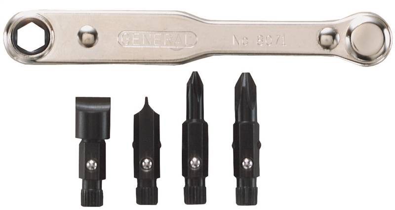GENERAL 8071 OFFSET RATCHET 5PC 1/4&3/8" SLOTTED #1&#2 PHIL"