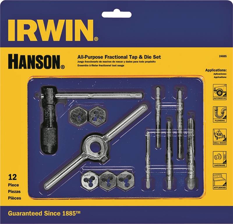 IRWIN TAP & DIE SET 12PC SET  - HEX MACHINE THREAD 24605