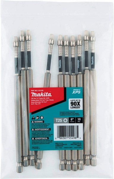MAKITA T25 TORX 6 BIT 10/PK POWER IMPACT XPS"