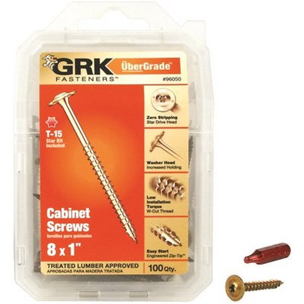 GRK #8 X 1 CABINET SCREW 100PC "