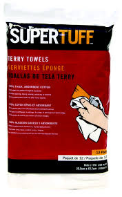 WHITE TERRY TOWELS 14X17" 12PK 12 PER BAG"